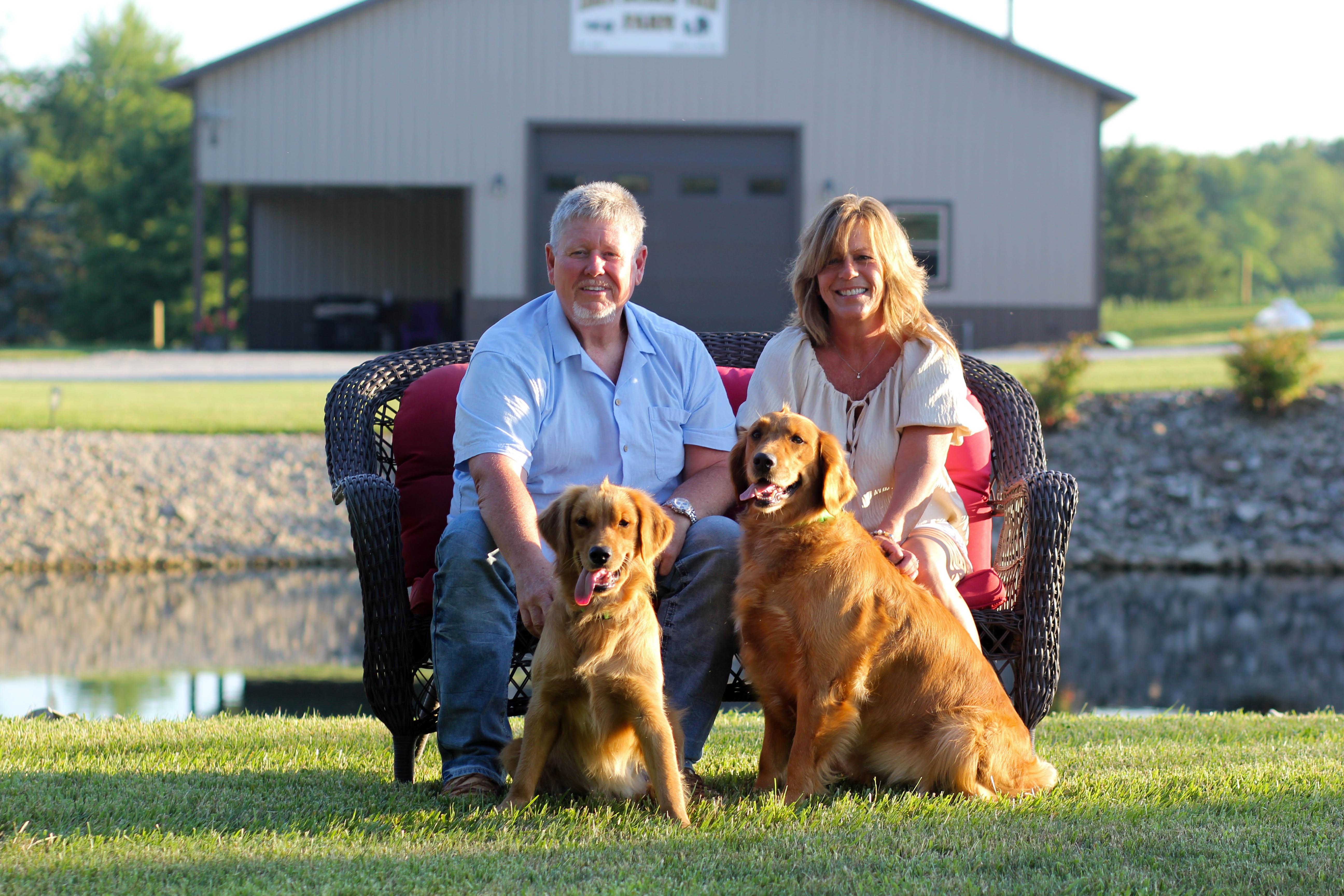David and Judy with their dogs
